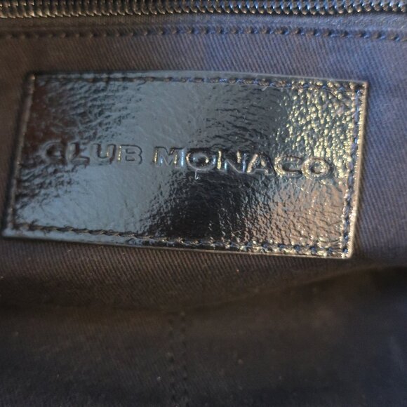 Womens Club Monaco Black Patent Leather Chain Strap Clutch Shoulder Bag * - Picture 9 of 10